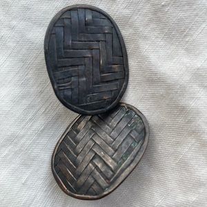 vintage bronze basketweave earrings